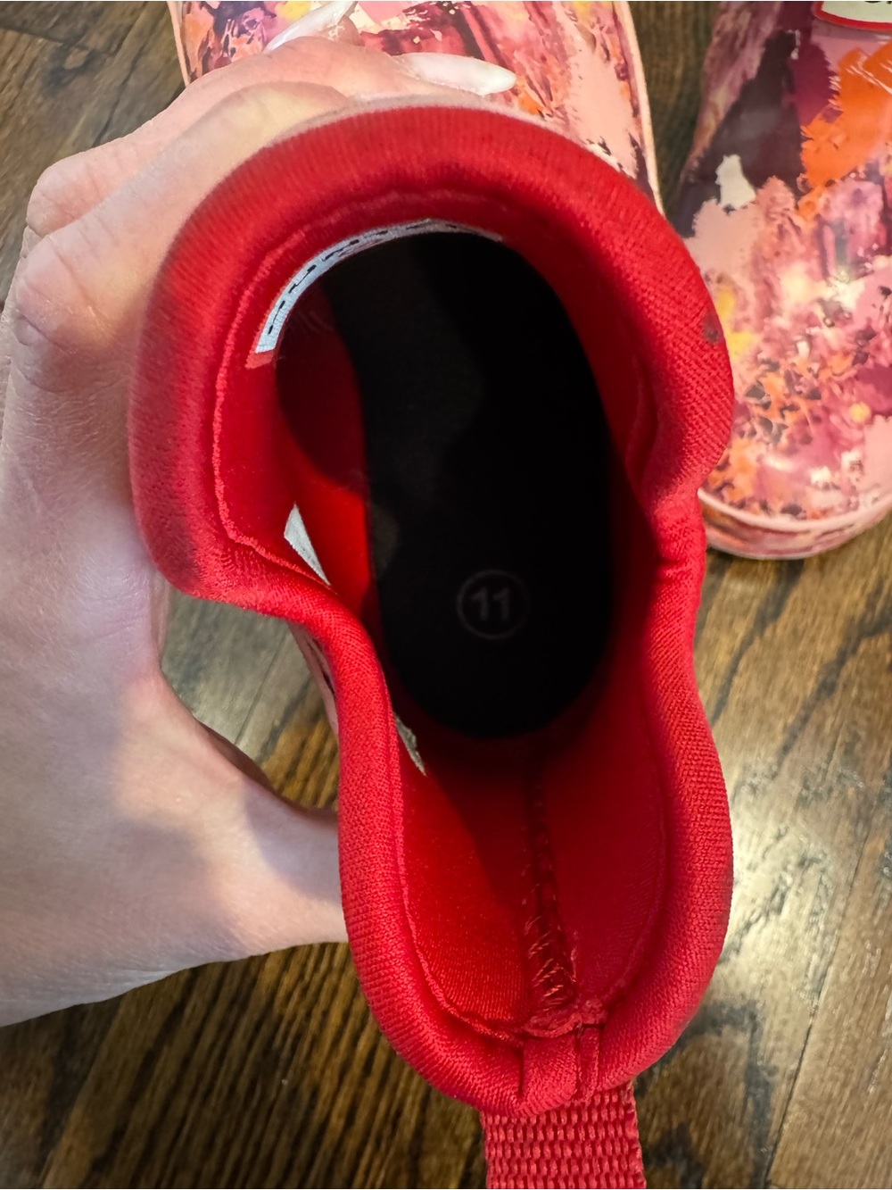 Hunter Kids Red Pink Floral Chelsea Rain Boots - Picture 4 of 7